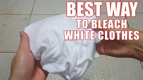 Bleaching white clothes - Add laundry detergent and bleach. Add the regular amount of your usual laundry detergent to the washer, then add about 3/4 cup of bleach. 5. Wash the pants in a normal cycle. Let the washing machine complete a regular cycle, then dry the pants thoroughly in the dryer, or drip dry outdoors.